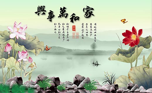 河南电视背景墙图片 艺林瓷砖壁画供应